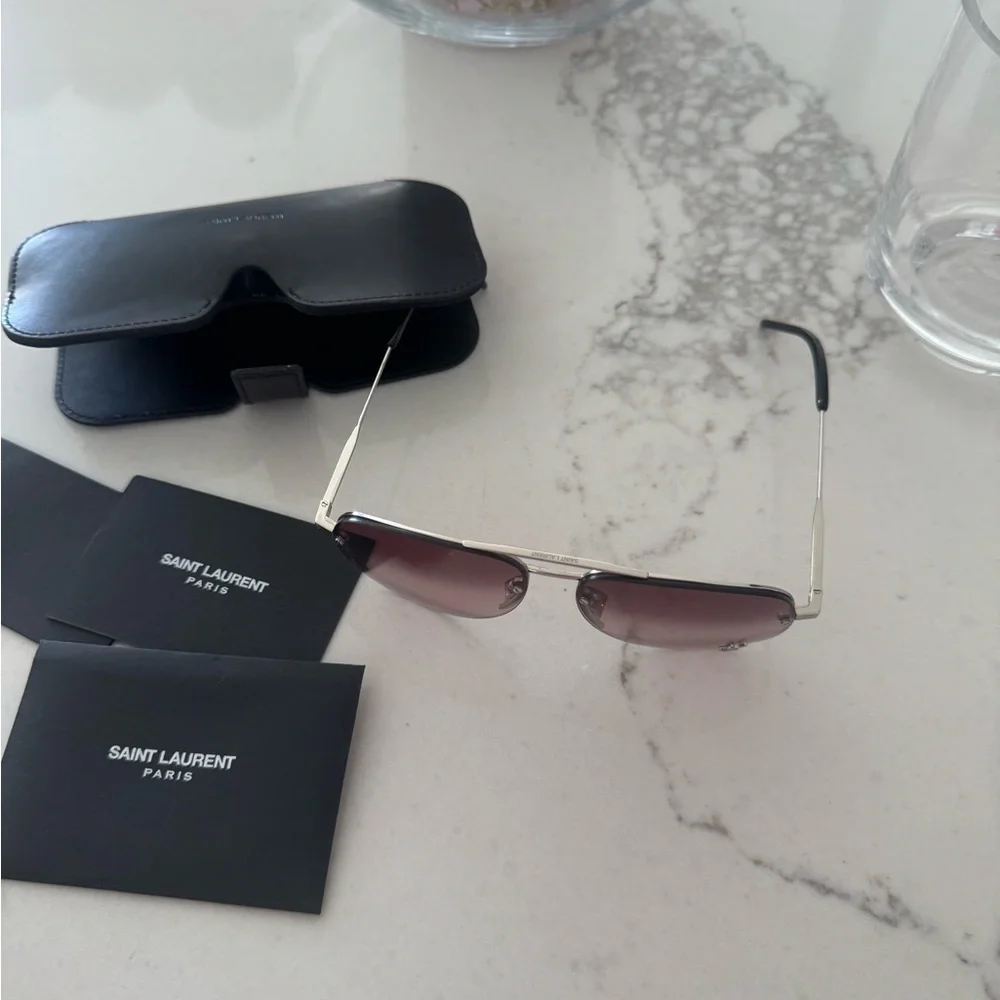 Saint Laurent Black Frame with Pink Lens Sunglasses - Picture 3 of 6